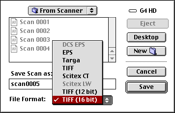 Save Dialog Box TIFF (16 Bit) Howtek HR8000 Trident 3.5.5